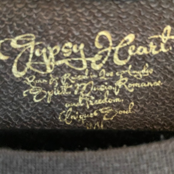 Gypsy Heart - Racing Hearts grey sweatshirt cut out shoulder look size medium - Picture 7 of 11